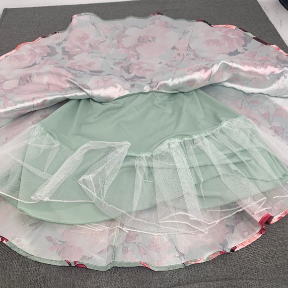 Jodi Kristopher Formal Elegant Floral Skirt Pleated Flared Puffy Skirt Pink 9 - Picture 4 of 13